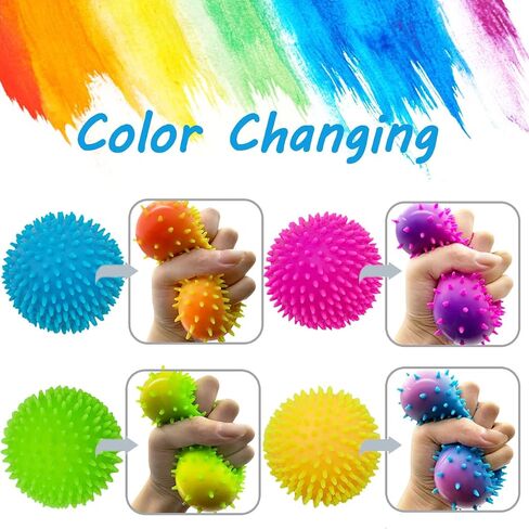 Stress Ball Toys Color Changing - Sensory Squeeze Toys Squishy Balls for Teens Kids and Adults Stress Relief Balls for Easter Stocking Party Bundle - 4 Pack(Green/Yellow/Blue/Pink) in Saudi Arabia