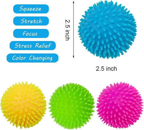 Stress Ball Toys Color Changing - Sensory Squeeze Toys Squishy Balls for Teens Kids and Adults Stress Relief Balls for Easter Stocking Party Bundle - 4 Pack(Green/Yellow/Blue/Pink) in Saudi Arabia