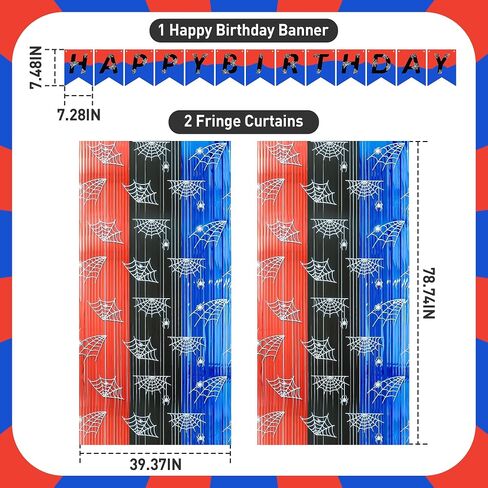 Paw Birthday Decorations 3 Pack -Paw Party Supplies - 3.3x6.6ft Blue & Orange Tinsel Foil Fringe Backdrop with Pre-Strung Banner, Streamers Paw Theme Party Supplies for Kids in Saudi Arabia