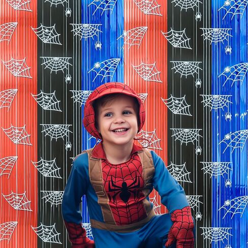 Paw Birthday Decorations 3 Pack -Paw Party Supplies - 3.3x6.6ft Blue & Orange Tinsel Foil Fringe Backdrop with Pre-Strung Banner, Streamers Paw Theme Party Supplies for Kids in Saudi Arabia