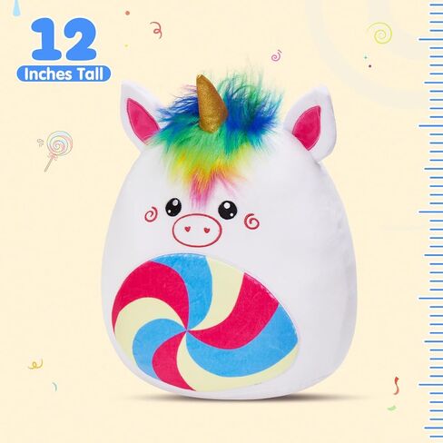 Athionsu 14-Inch Unicorn Cat Plush Pillow Soft and Cuddly Stuffed Animal Toy for Toddler Girls and Boys, Cute Rainbow Belly Plush Gift in Saudi Arabia