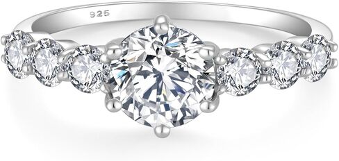 خاتم الخطوبة Moissanite ، 1 قيراط D Color VVS1 Round Cut 925 Sterling Silver Anniversary Wedding Ring For Women Size 6-9 in Saudi Arabia