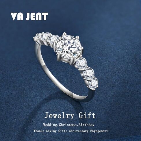 خاتم الخطوبة Moissanite ، 1 قيراط D Color VVS1 Round Cut 925 Sterling Silver Anniversary Wedding Ring For Women Size 6-9 in Kuwait