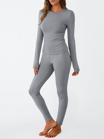 Lillusory Womens Long Johns الحرارية الحرارية الصواف الداخلية المبطنة بطماقات دافئة بيجاما وضع قمصان الملابس الشتوية 2025 in Kuwait