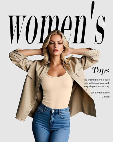 Riyiper 5 Pack Women's 3/4 Sleeve Shirts, Cotton Scoop Neck Tops Slim Fit Stretchy Basic T Shirts Casual Athletic Tees in Saudi Arabia