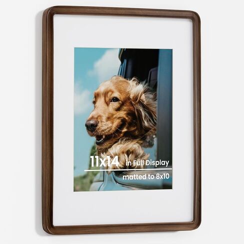 Axeman 11x14 إطارات صور خشب الجوز الصلبة مع 8x10 مع زجاج مقسى من أجل معلق الجدار ، الشاشة الرأسية أو الأفقية ، إطار صور خشبي عتيقة مع زوايا مستديرة للديكور المنزلي in Kuwait