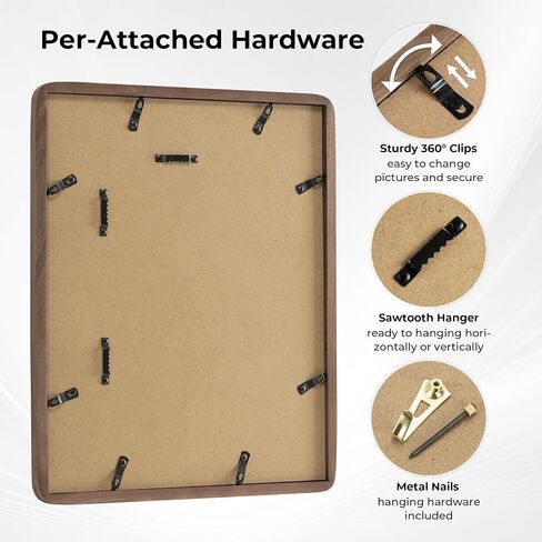 Axeman 11x14 إطارات صور خشب الجوز الصلبة مع 8x10 مع زجاج مقسى من أجل معلق الجدار ، الشاشة الرأسية أو الأفقية ، إطار صور خشبي عتيقة مع زوايا مستديرة للديكور المنزلي in Kuwait