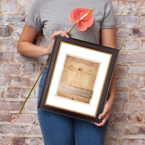 11x14 Black and Gold 2 Tone Vintage Picture Frame, Matted for 8x10 Photos or Art Works, 1.5 in Wide Reverse Polystrene Profile, Gold Inner in Saudi Arabia