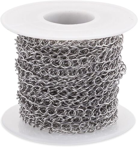 Pandahall 32.8 Feet 304 Stainless Steel Curb Chains Links 6x4x2mm Unwelded Cable Chain Necklace with Spool for Bracelet Necklace in Saudi Arabia