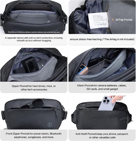 Ulanzi BP11 8L Camera Sling Bag مع حامل ترايبود للرجال للنساء ، حقيبة كاميرا جيب أمامية قابلة للتصوير الفوتوغرافي المشي لمسافات طويلة. in Kuwait