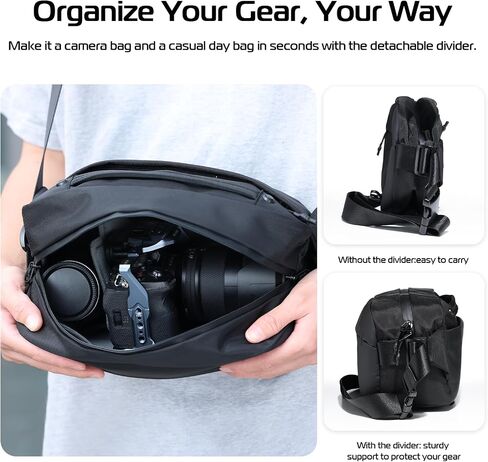 Ulanzi BP11 8L Camera Sling Bag مع حامل ترايبود للرجال للنساء ، حقيبة كاميرا جيب أمامية قابلة للتصوير الفوتوغرافي المشي لمسافات طويلة. in Kuwait