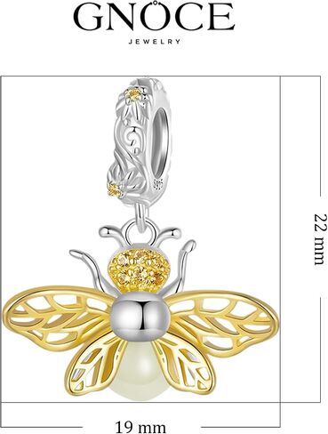 GNOCE Glow in the Dark Bee Pendant Dangle Charm for Women, S925 Sterling Silver BraceletNecklcae Charm for Her, Valentine Mother's Day Jewelry Gift (Bee) in Saudi Arabia