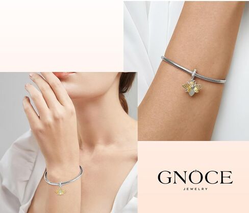 GNOCE Glow in the Dark Bee Pendant Dangle Charm for Women, S925 Sterling Silver BraceletNecklcae Charm for Her, Valentine Mother's Day Jewelry Gift (Bee) in Saudi Arabia