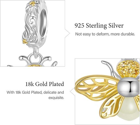GNOCE Glow in the Dark Bee Pendant Dangle Charm for Women, S925 Sterling Silver BraceletNecklcae Charm for Her, Valentine Mother's Day Jewelry Gift (Bee) in Saudi Arabia