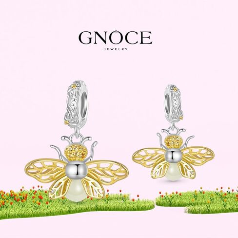 GNOCE Glow in the Dark Bee Pendant Dangle Charm for Women, S925 Sterling Silver BraceletNecklcae Charm for Her, Valentine Mother's Day Jewelry Gift (Bee) in Saudi Arabia