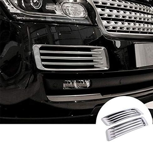 ABS Front Bumper Grille Air Vent Trim Cover 2pcs for Land Rover Range Rover L405 Vogue 2013-2017 (Silver) in Saudi Arabia