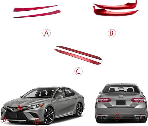 مجموعة Xotic Tech Set Grille Outside Grille Insert + الزاوية الأمامية + إكسسوارات الشفاه الخلفية تغطية مجموعة التحرير والسرد ، متوافقة مع Toyota Toyota Camry SE/XSE 2018-2020 in Saudi Arabia