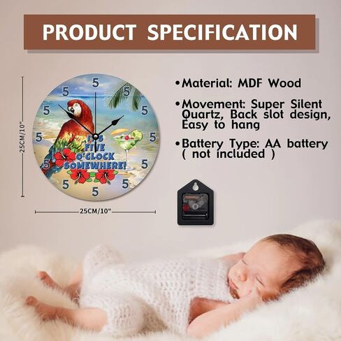 ArogGeld Modern Large Wall Clock Whatever with Numbers Wood Clock 10 Inch Silent Color in Saudi Arabia