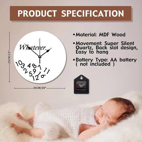 ArogGeld Modern Large Wall Clock Whatever with Numbers Wood Clock 10 Inch Silent Color in Saudi Arabia