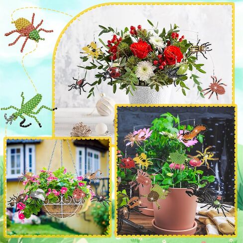 Reallnaive 24 Pcs Butterfly Diamond Art Swaying in The Wind 5D DIY Adult Diamond Art Kits High Flexibility Art Plant Stakes Decorative Garden Stakes Craft for Indoor Outdoor Yard Decor 6 Style in Saudi Arabia