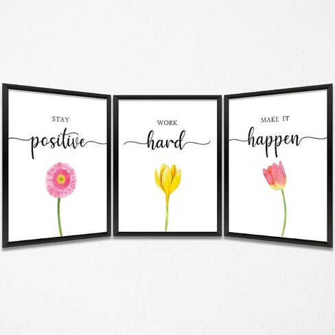 3 Pcs Inspirational Wall Art Sunflower Prints Positive Quote Wall Decor Paintings Posters for Office Home Bedroom Living Room, Encouragement Gifts for Women, Girls, Boys, Friends, Daughter, Unframed in Kuwait