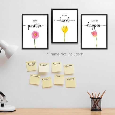 3 Pcs Inspirational Wall Art Sunflower Prints Positive Quote Wall Decor Paintings Posters for Office Home Bedroom Living Room, Encouragement Gifts for Women, Girls, Boys, Friends, Daughter, Unframed in Kuwait