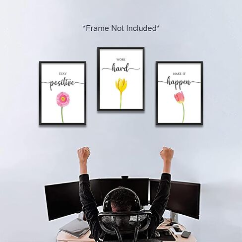 3 Pcs Inspirational Wall Art Sunflower Prints Positive Quote Wall Decor Paintings Posters for Office Home Bedroom Living Room, Encouragement Gifts for Women, Girls, Boys, Friends, Daughter, Unframed in Kuwait