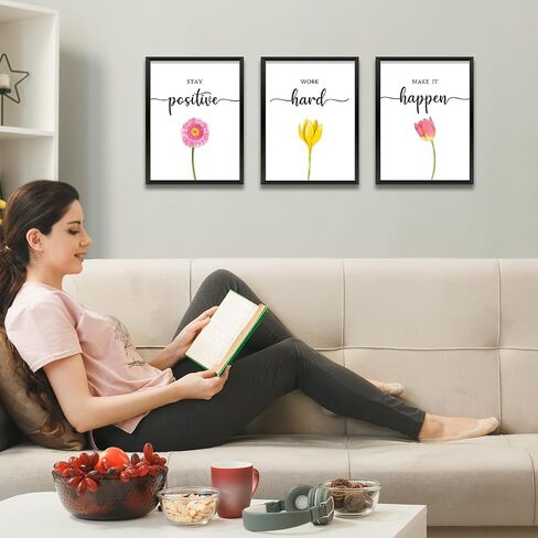 3 Pcs Inspirational Wall Art Sunflower Prints Positive Quote Wall Decor Paintings Posters for Office Home Bedroom Living Room, Encouragement Gifts for Women, Girls, Boys, Friends, Daughter, Unframed in Kuwait