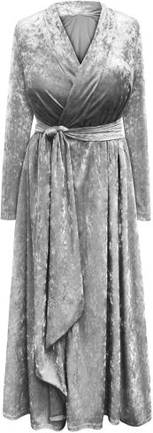 Plus Size Retro Soft Ice Velvet 1930-40's Hostess Dressing Gown Robe w/Attached Belt in Kuwait