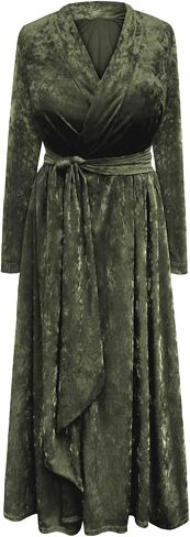 Plus Size Retro Soft Ice Velvet 1930-40's Hostess Dressing Gown Robe w/Attached Belt in Kuwait