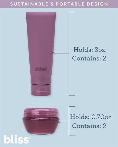 Bliss Travel Bottles Set - 10 Piece TSA Approved Leak-Free Refillable Travel Size Toiletries Containers for Skincare, Lotion, Shampoo, and Conditioner, Mauve in Kuwait