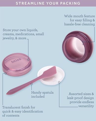 Bliss Travel Bottles Set - 10 Piece TSA Approved Leak-Free Refillable Travel Size Toiletries Containers for Skincare, Lotion, Shampoo, and Conditioner, Mauve in Kuwait