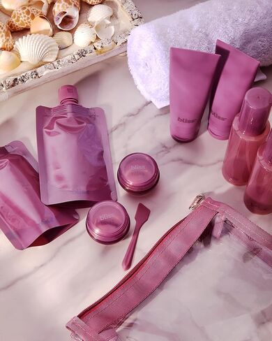 Bliss Travel Bottles Set - 10 Piece TSA Approved Leak-Free Refillable Travel Size Toiletries Containers for Skincare, Lotion, Shampoo, and Conditioner, Mauve in Kuwait