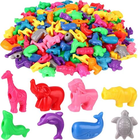 Droutti 400 Pcs Animal Shaped Beads Animal Plastic Beads Colorful Marine and Jungle Animal Beads Zoo Animal Design Plastic Craft Beads for DIY Jewelry Craft Making Necklace Bracelet Supplies in Saudi Arabia