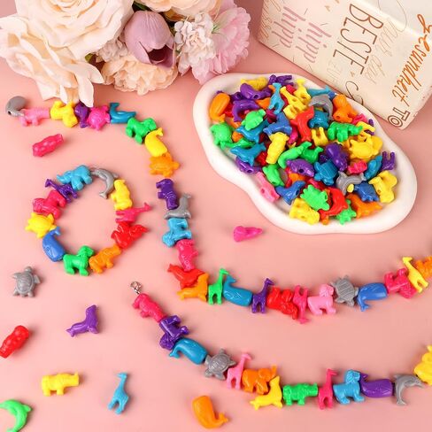 Droutti 400 Pcs Animal Shaped Beads Animal Plastic Beads Colorful Marine and Jungle Animal Beads Zoo Animal Design Plastic Craft Beads for DIY Jewelry Craft Making Necklace Bracelet Supplies in Saudi Arabia