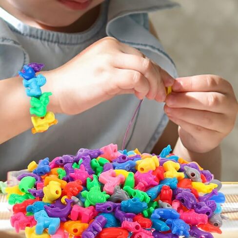 Droutti 400 Pcs Animal Shaped Beads Animal Plastic Beads Colorful Marine and Jungle Animal Beads Zoo Animal Design Plastic Craft Beads for DIY Jewelry Craft Making Necklace Bracelet Supplies in Saudi Arabia
