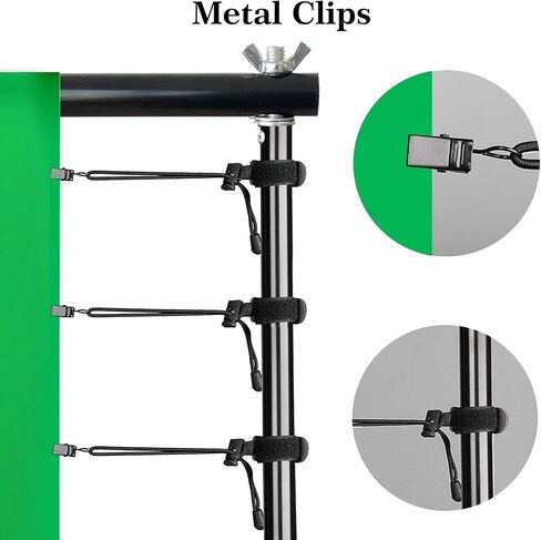2 in 1 Green Backdrop Stand Kit, 6.5x6.5 ft Portable Dual Rod Stand kit with 6x7ft Green Backdrop-Premium Polyester for Video Streaming, Portrait Photoshoot, Wall Mounted, Parties in Saudi Arabia