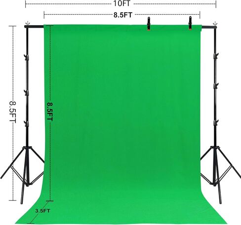 2 in 1 Green Backdrop Stand Kit, 6.5x6.5 ft Portable Dual Rod Stand kit with 6x7ft Green Backdrop-Premium Polyester for Video Streaming, Portrait Photoshoot, Wall Mounted, Parties in Saudi Arabia