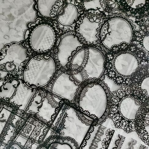 120 PCs Lace Scrapbook Stickers,Waterproof Cutout Transparent Sticker PET Transparent Lace Stickers for Scrapbooking DIY Decoration Making Notebook Frame Album Handmade in Saudi Arabia