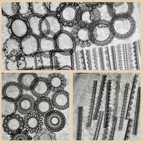 120 PCs Lace Scrapbook Stickers,Waterproof Cutout Transparent Sticker PET Transparent Lace Stickers for Scrapbooking DIY Decoration Making Notebook Frame Album Handmade in Saudi Arabia