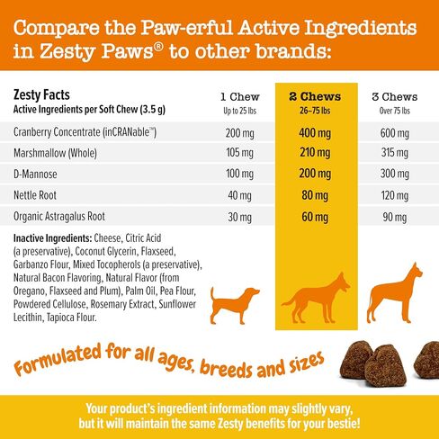 Zesty Paws Cranberry Urinary Tract Bites for Cats - Kidney & Urinary Tract Health - Soft Chews with D-Mannose, Vitamin B6 & L-Arginine - Immune & Gut Support - Bacon - 60 Count in Saudi Arabia