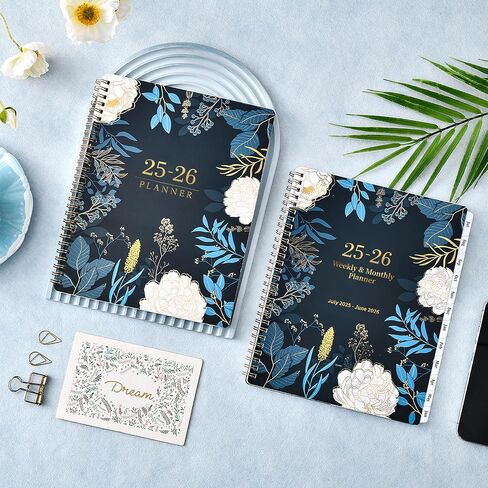 Planner 2025-2026 - Academic Planner 2025-2026, Weekly and Monthly Jul 2025 - Jun 2026, 6.4" x 8.5", Twin-Wire Binding, 180° Lay-Flat, Thick Paper, Colorful Monthly Tabs, Inner Pocket, Holidays in Saudi Arabia
