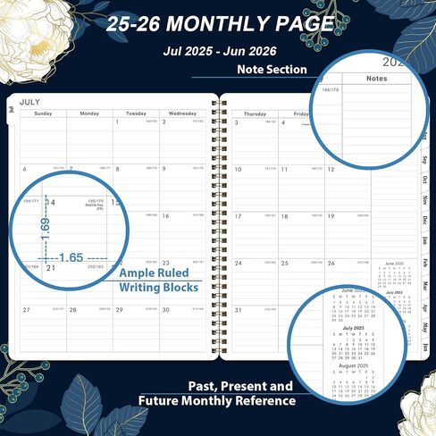 Planner 2025-2026 - Academic Planner 2025-2026, Weekly and Monthly Jul 2025 - Jun 2026, 6.4" x 8.5", Twin-Wire Binding, 180° Lay-Flat, Thick Paper, Colorful Monthly Tabs, Inner Pocket, Holidays in Saudi Arabia