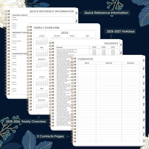 Planner 2025-2026 - Academic Planner 2025-2026, Weekly and Monthly Jul 2025 - Jun 2026, 6.4" x 8.5", Twin-Wire Binding, 180° Lay-Flat, Thick Paper, Colorful Monthly Tabs, Inner Pocket, Holidays in Saudi Arabia