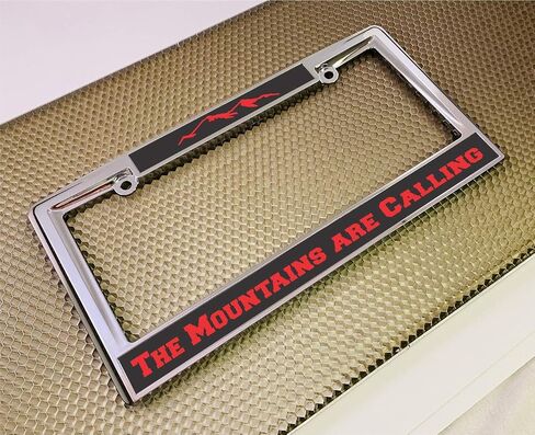 Heavy Duty Chrome Metal Personalized with Custom Text Design Laser Engraved Standard Size - Car/Automobile License Plate Frame with Free caps - Silver/Black (Qty: 1 Frame) in Saudi Arabia