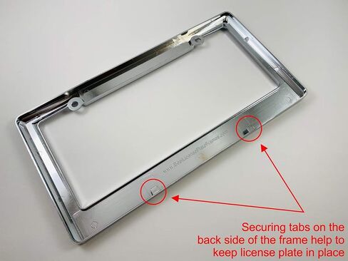 Heavy Duty Chrome Metal Personalized with Custom Text Design Laser Engraved Standard Size - Car/Automobile License Plate Frame with Free caps - Silver/Black (Qty: 1 Frame) in Saudi Arabia