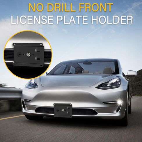 Anti-Theft License Plate Holder Compatible with Tesla 2012-up Model S and 2015-up Model X, Front Grille License Plate Bracket Mounting Kit, No Drill Bumper Frame in Saudi Arabia