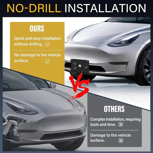 Anti-Theft License Plate Holder Compatible with Tesla 2012-up Model S and 2015-up Model X, Front Grille License Plate Bracket Mounting Kit, No Drill Bumper Frame in Saudi Arabia