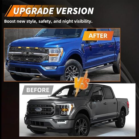 3 in 1 [Upgraded] Front Grille for F150 2021 2022 2023, with Amber Sequential Light & White DRL Light, 3 Amber LED Grill Lights Bumper Hood Mesh Grill, Front Bumper Grille in Saudi Arabia