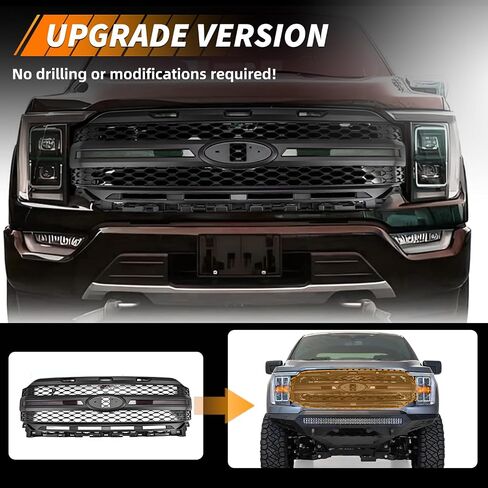 3 in 1 [Upgraded] Front Grille for F150 2021 2022 2023, with Amber Sequential Light & White DRL Light, 3 Amber LED Grill Lights Bumper Hood Mesh Grill, Front Bumper Grille in Saudi Arabia